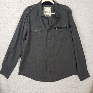 JNCO Shirt Men XL Black Checkered Cotton Alt Y2K Streetwear Grunge Functional